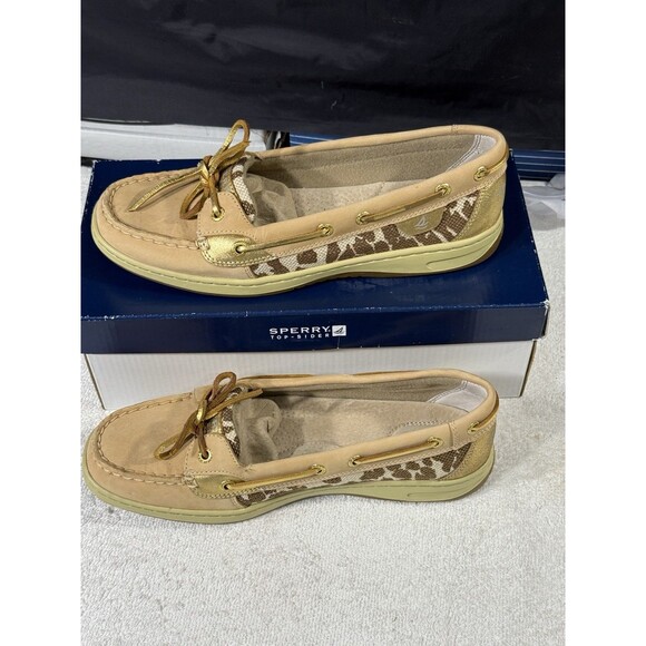 Sperry Top Sider WomanTan Cheetah Print Angelfish STS93604 Boat Shoe NIB Sz 9.5 - Picture 4 of 8